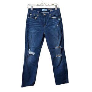 7 For All Mankind Dark Wash b(air) Denim Roxanne Ankle Blue Jeans Size 29 Preppy